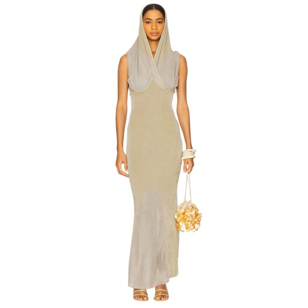 ISA BOULDER Lowhood Maxi Dress in Seafoam XSmall New Womens Hand Knit